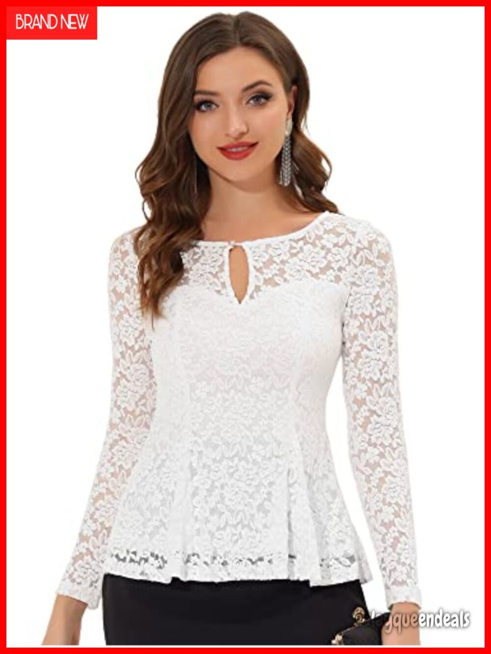 Lace Peplum Blouse Formal Wedding Guest Long Sleeve Top